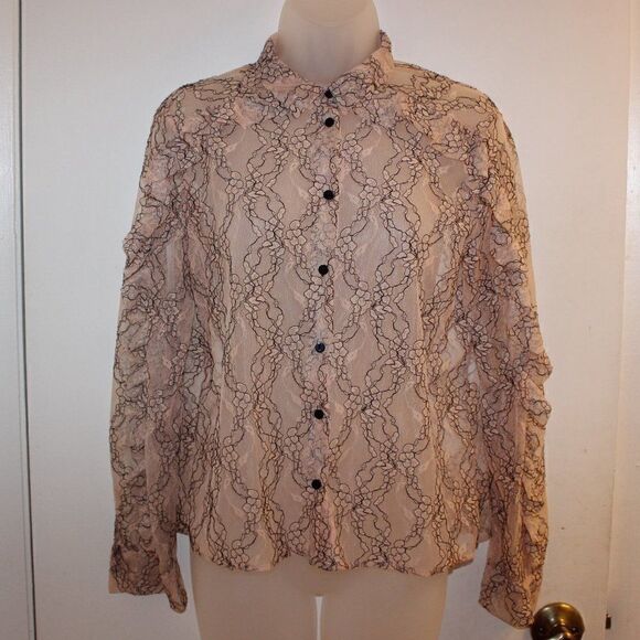 ZARA Pink FLoral Button. Down Blouse Medium - Picture 1 of 6